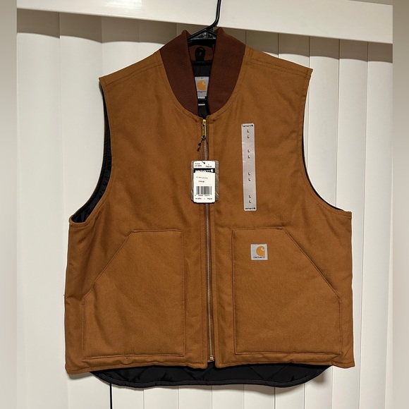 RELAXED FIT FIRM DUCK INSULATED RIB COLLAR VEST - Picture 1 of 4